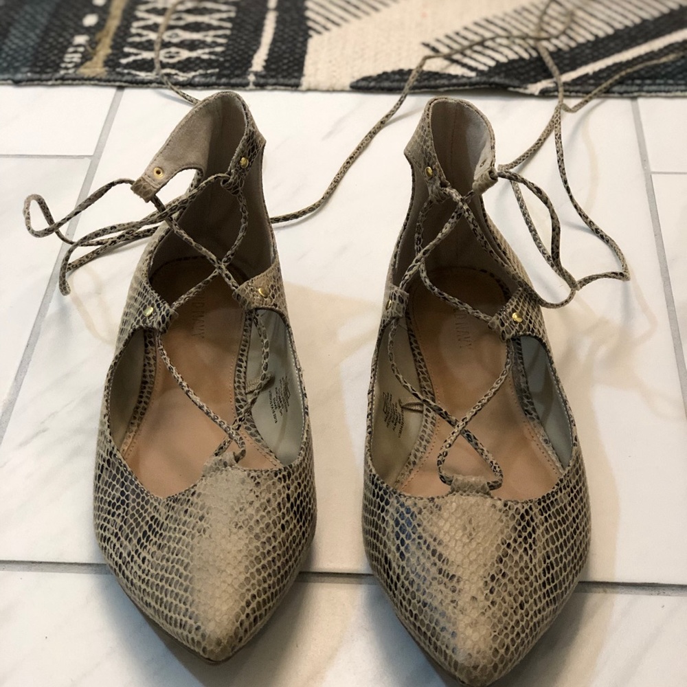 Faux snakeskin flats size 8